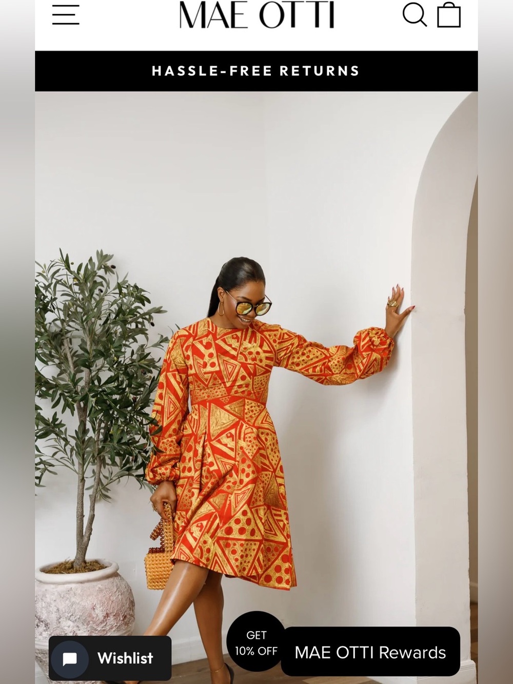 MAE OTTI-AFRICAN PRINT puffed long sleeve DRESS - Picture 15 of 16